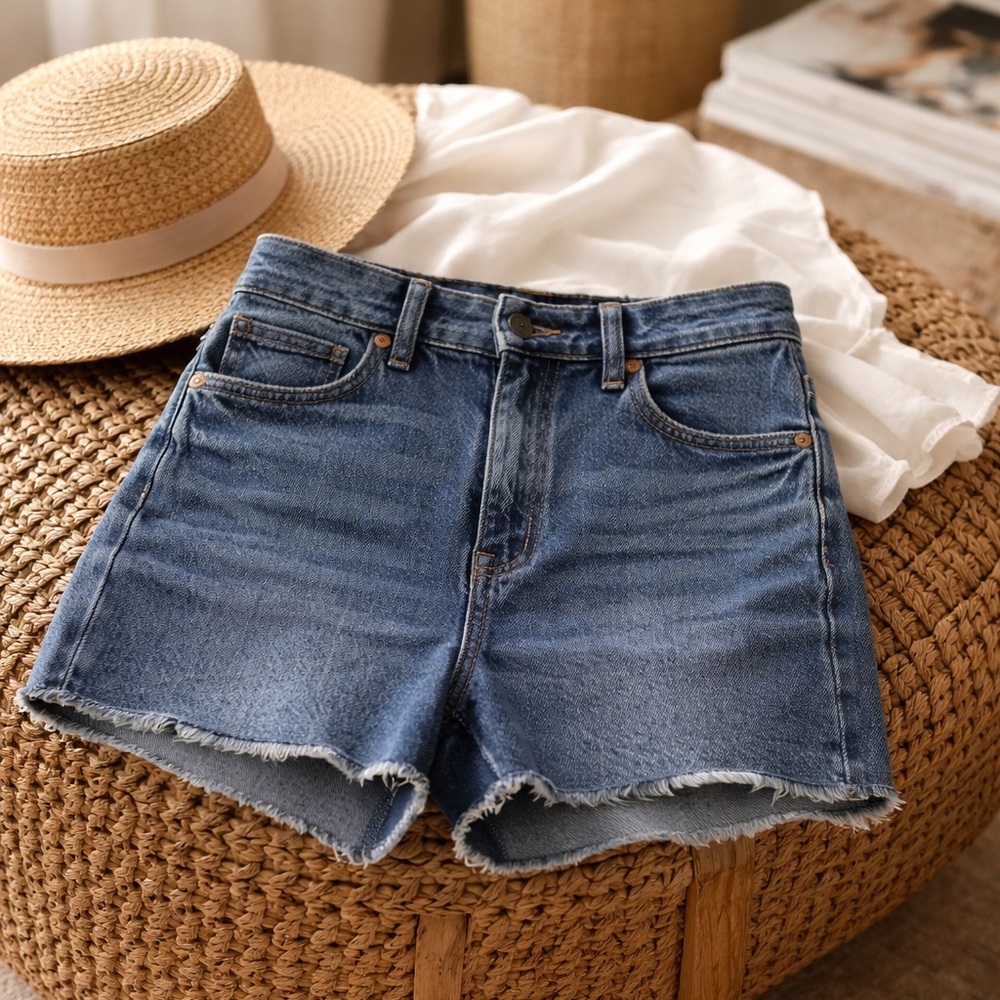 Women's Denim Cutoff American eagle outfitters  super high rise Mom shorts nwt